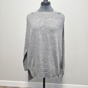 Fiorucci Oversized Cold Shoulder Tunic Sweater Dress Square Neck Gray Women's XS